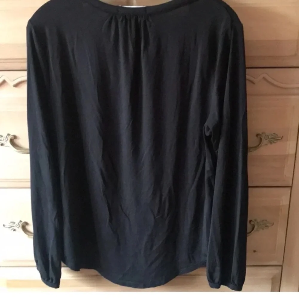 Barefoot Dreams Luxe Milk Jersey V-Neck‎ Long Sleeve Top Black XL blause